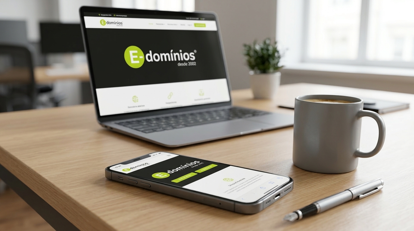 Fotografia ultra-realista em formato horizontal de um smartphone ao lado de um notebook com tela aberta mostrando um site rápido e bem estruturado.